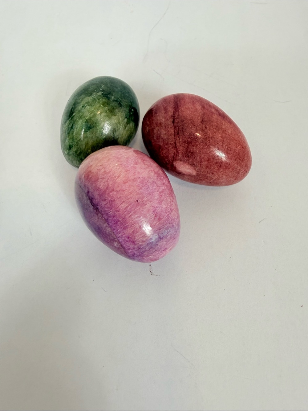Polished Decorative Stone Eggs - Purple , Green, Red - Home Accents